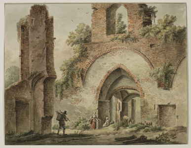 206303 Gezicht in de ruïne van het kasteel De Haar bij Haarzuilens.N.B. De gemeente Haarzuilens is per 1 januari 1954 ...